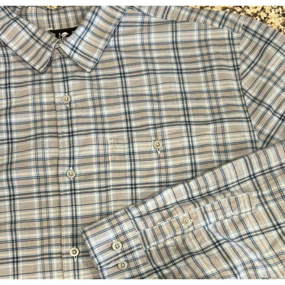 Mountain Hardwear Mens Long Sleeve‎ Shirt Blue Plaid Cotton Outdoor Size XXL
